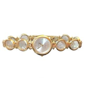 Anne Klein Women's Quartz Gold Tone Bracelet Watch with Crystals